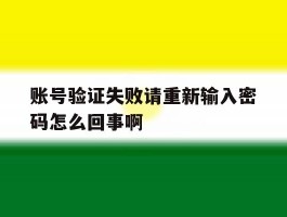 账号验证失败请重新输入密码怎么回事啊