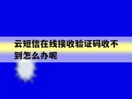 云短信在线接收验证码收不到怎么办呢