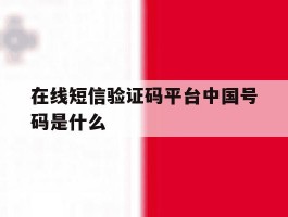 在线短信验证码平台中国号码是什么