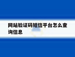 网站验证码短信平台怎么查询信息