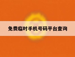 免费临时手机号码平台查询