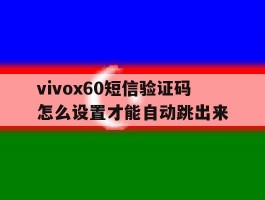 vivox60短信验证码怎么设置才能自动跳出来