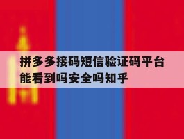 拼多多接码短信验证码平台能看到吗安全吗知乎的简单介绍