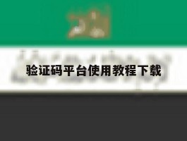 验证码平台使用教程下载
