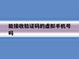 能接收验证码的虚拟手机号吗