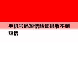手机号码短信验证码收不到短信