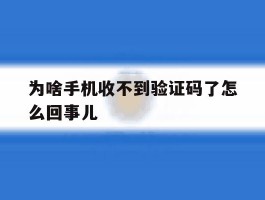 为啥手机收不到验证码了怎么回事儿
