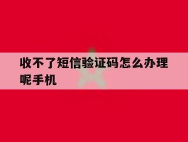 收不了短信验证码怎么办理呢手机
