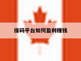 接码平台如何盈利赚钱