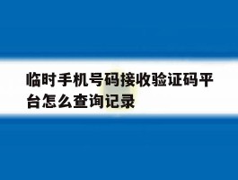临时手机号码接收验证码平台怎么查询记录
