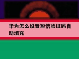 华为怎么设置短信验证码自动填充