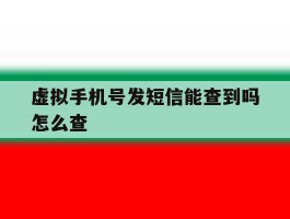 虚拟手机号发短信能查到吗怎么查