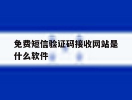 免费短信验证码接收网站是什么软件