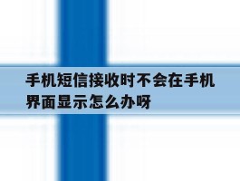 手机短信接收时不会在手机界面显示怎么办呀的简单介绍