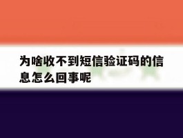 为啥收不到短信验证码的信息怎么回事呢