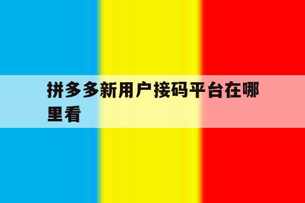 拼多多新用户接码平台在哪里看 拼多多新用户接码平台在哪里看
