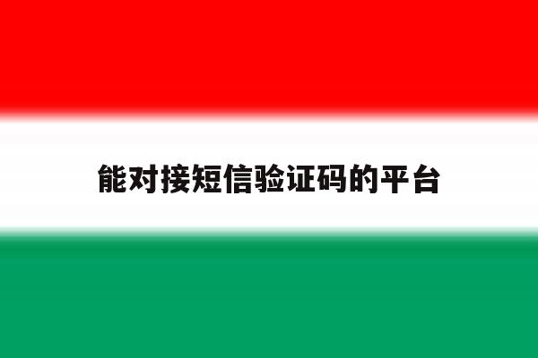 能对接短信验证码的平台 能对接短信验证码的平台
