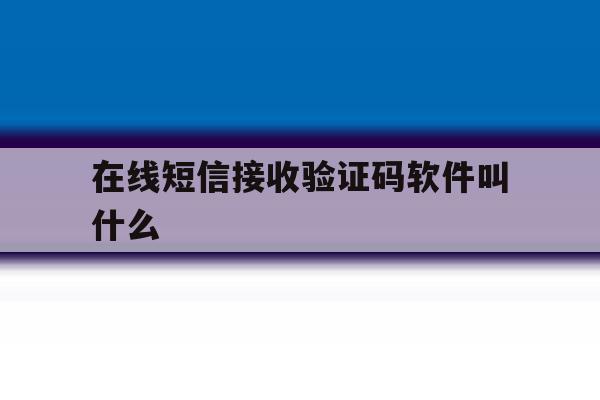 在线短信接收验证码软件叫什么 在线短信接收验证码软件叫什么