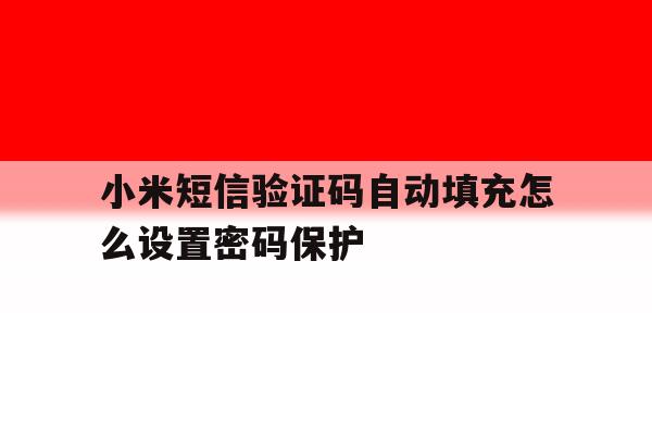 小米短信验证码自动填充怎么设置密码保护 小米短信验证码自动填充怎么设置密码保护
