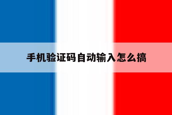 手机验证码自动输入怎么搞 手机验证码自动输入怎么搞