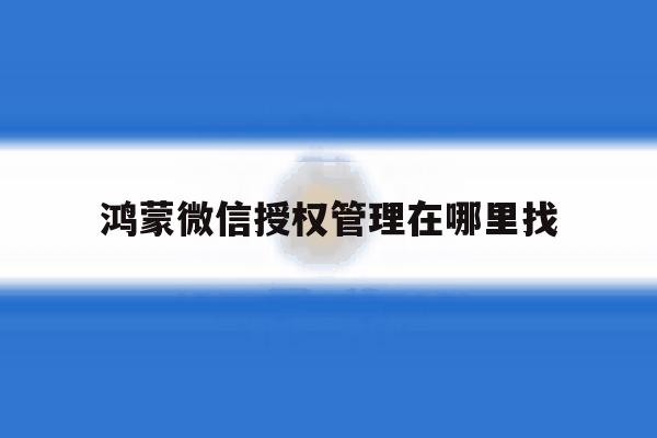 鸿蒙微信授权管理在哪里找 鸿蒙微信授权管理在哪里找