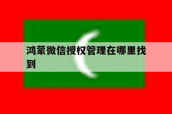 鸿蒙微信授权管理在哪里找到 鸿蒙微信授权管理在哪里找到
