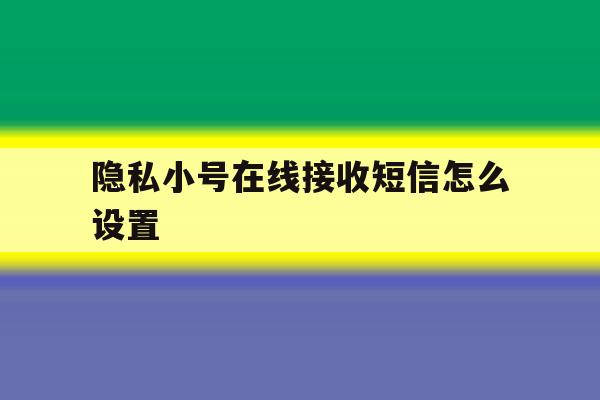 隐私小号在线接收短信怎么设置 隐私小号在线接收短信怎么设置