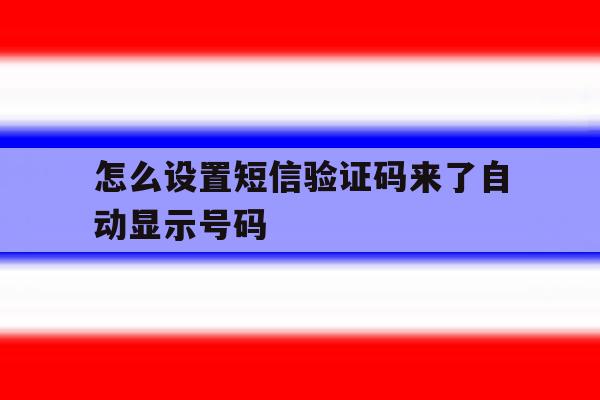 怎么设置短信验证码来了自动显示号码 怎么设置短信验证码来了自动显示号码
