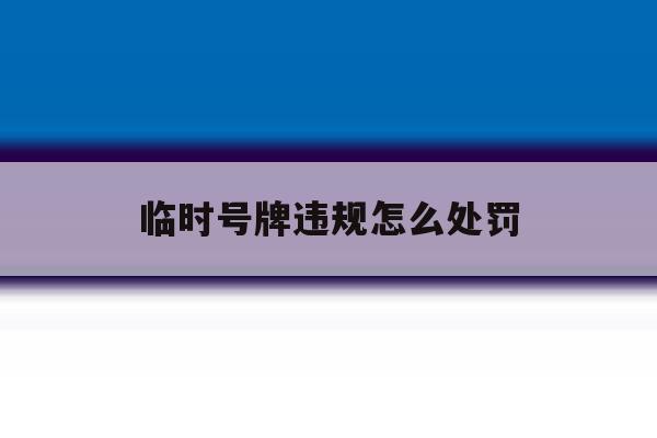 临时号牌违规怎么处罚 临时号牌违规怎么处罚