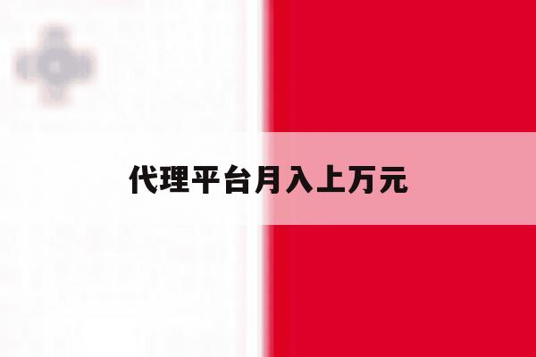 代理平台月入上万元 代理平台月入上万元