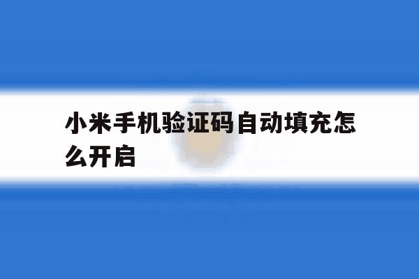 小米手机验证码自动填充怎么开启 小米手机验证码自动填充怎么开启