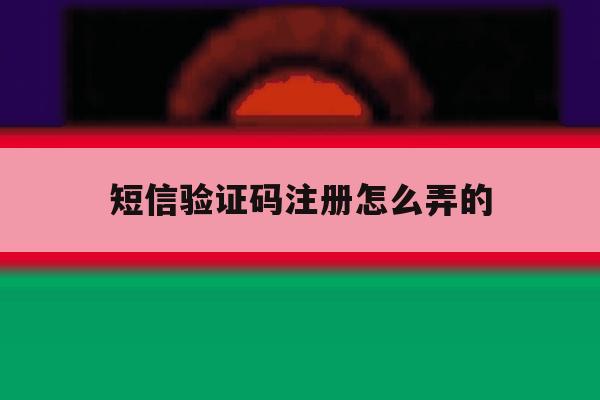 短信验证码注册怎么弄的