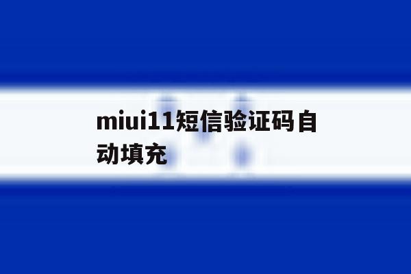 miui11短信验证码自动填充 miui11短信验证码自动填充