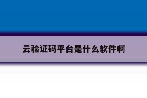 云验证码平台是什么软件啊 云验证码平台是什么软件啊