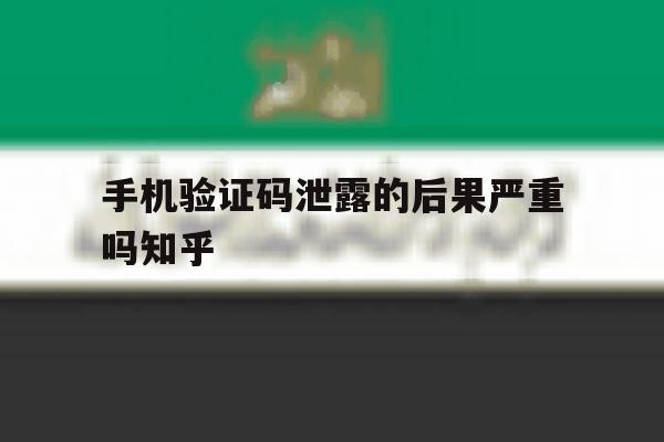 手机验证码泄露的后果严重吗知乎 手机验证码泄露的后果严重吗知乎