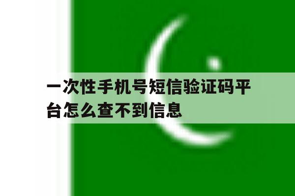 一次性手机号短信验证码平台怎么查不到信息 一次性手机号短信验证码平台怎么查不到信息
