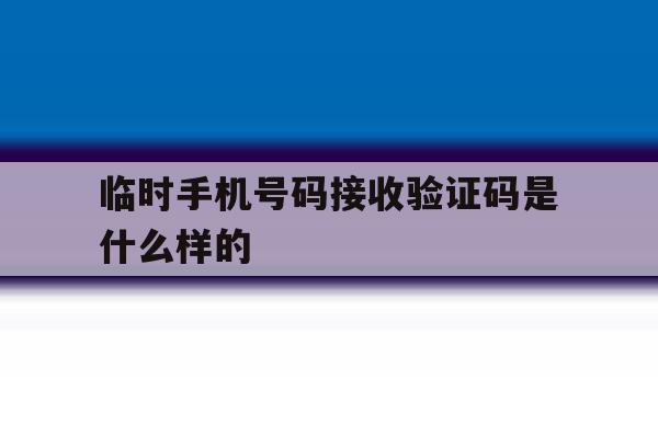 临时手机号码接收验证码是什么样的 临时手机号码接收验证码是什么样的