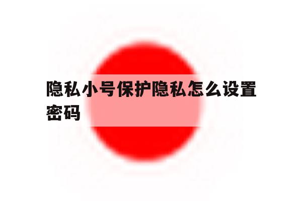 隐私小号保护隐私怎么设置密码 隐私小号保护隐私怎么设置密码
