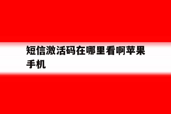 短信激活码在哪里看啊苹果手机 短信激活码在哪里看啊苹果手机